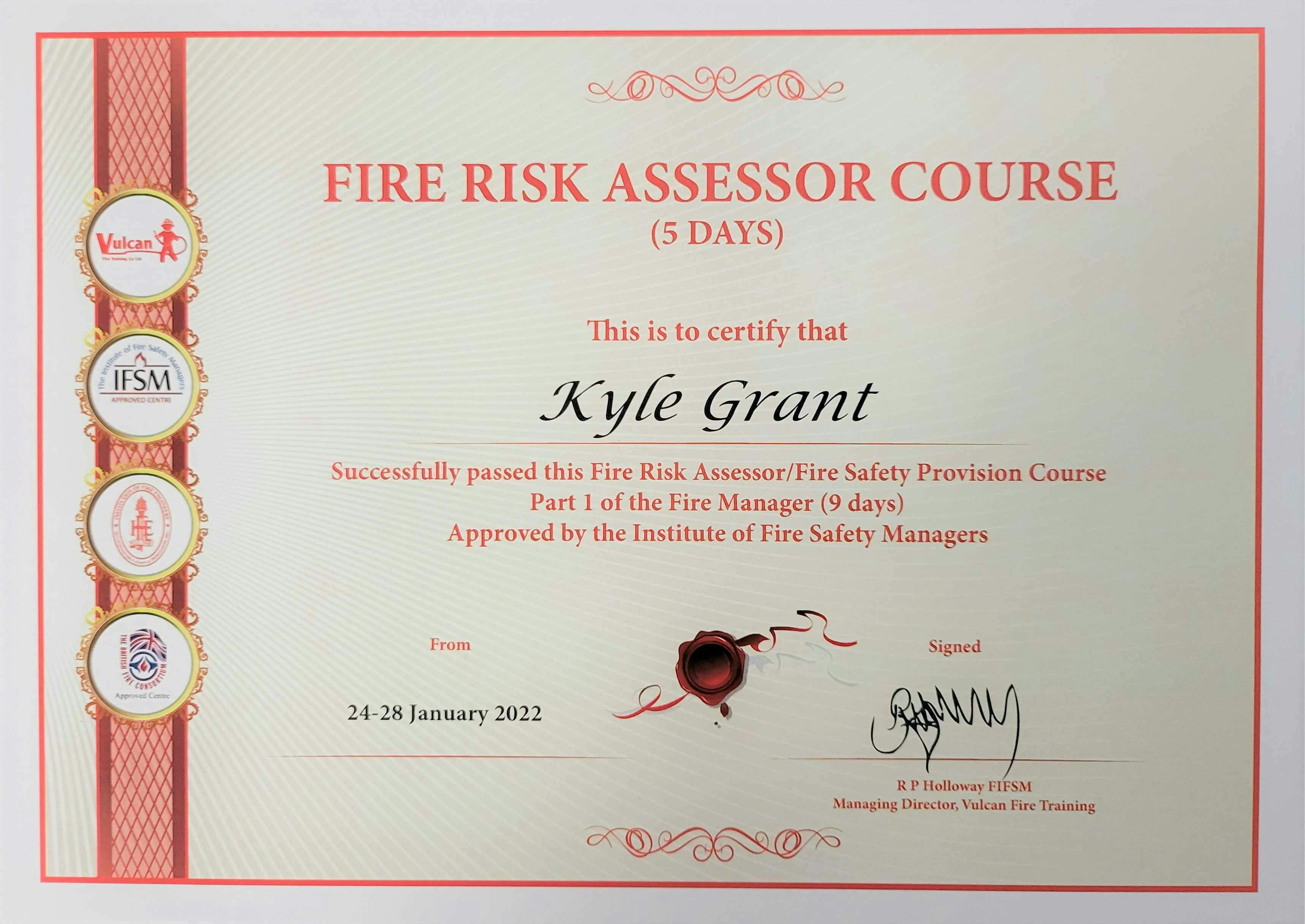 Fire Risk Assessor Kyle Grant